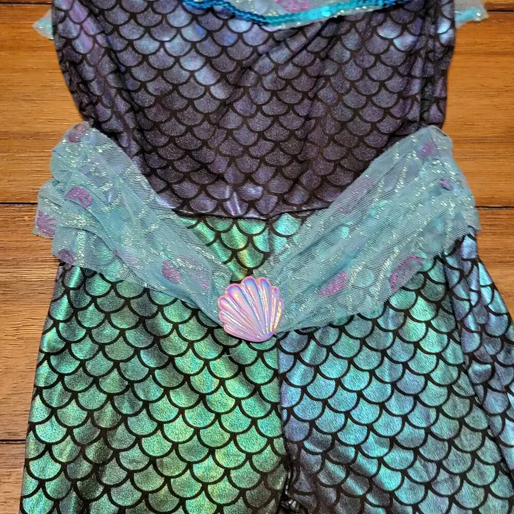 Spirit Halloween Girls Blue Mermaid Jumpsuit - Size Small - Picture 4 of 9